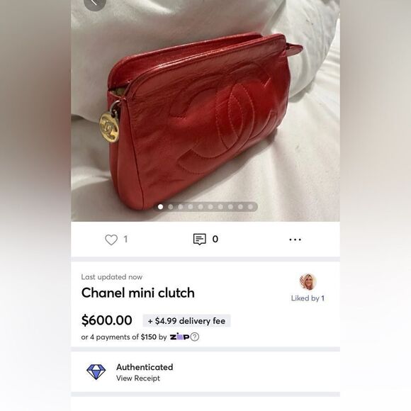 Chanel mini red leather pouch - Picture 14 of 14